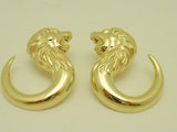 Bassani Designer Lion Earrings 14K Gold Italy