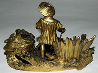 Antique Bronze Figural Inkwell