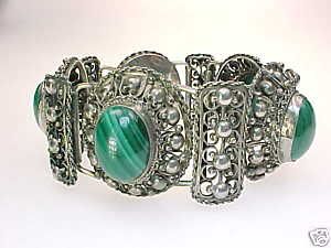 Vintage Silver Malachite Bracelet