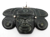 Mayan Hand Carved Stone Sterling Pendant
