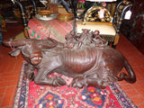 Antique Chinese Huge Hand Carved Wooden Oxen Figure