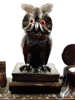 Antique Black Forest Wooden Owl Inkwell