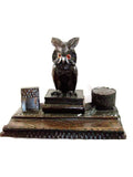 Antique Black Forest Wooden Owl Inkwell