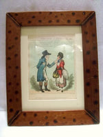 Antique English Hand Colored Etching Period Framed