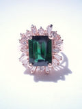 14k Green Tourmaline and Diamond Ring
