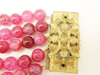 Antique Pinchbeck Pink Dragons Vein Agate Bracelet