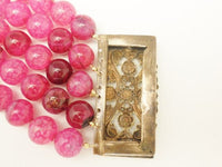 Antique Pinchbeck Pink Dragons Vein Agate Bracelet