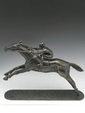 Vintage Cast Bronze Racehorse Jockey