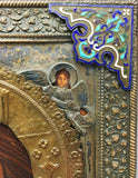 Antique Russian 19th Century Icon Enamel Rizza Saints