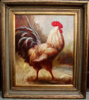 Handpainted Rooster Oil gold right