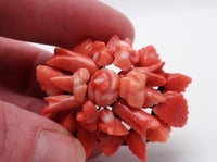 Antique Red Coral GF Brooch Rose