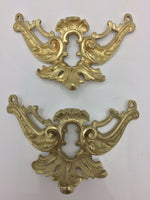 Antique French Ormolu Key Plate Cover Desk Drawer Hardware Bombay 4 1/4" by 3 "
