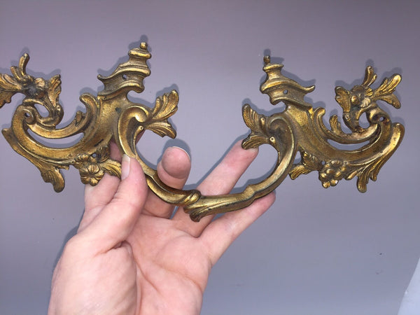 Antique Early French Ormolu Bronze Drawer Cabinet Hardware Pull Handle
