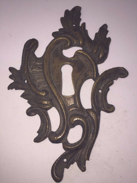 Antique French Louis XV Cabinet Door Key Plate Cover Bronze 5" L X 3 3/8" W