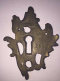 Antique French Bronze Cabinet Door Drawer Key Plate Cover 3 1/2" L X 2 5/8" W