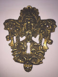 Antique French Cabinet Key Plate Cover Solid Bronze 4"L x 3 3/4"W