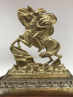Antique French Bronze Napoleon Horseback Figure Wood Mounted