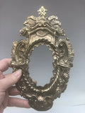 Antique French Oval Frame Bronze Furniture Wall Mount