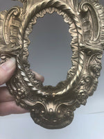 Antique French Oval Frame Bronze Furniture Wall Mount