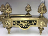 Antique French Early Louis XVI Empire Bronze Dore Fireplace Andirons