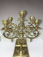 Antique Pair French Ormolu Bronze Three Light Candelabra