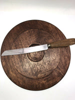 Vintage English Hand Carved Wooden Bread Board & Matching Bread Knife
