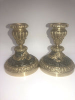 Antique Pair French Ormolu Marble Bronze Regency Candlesticks