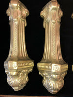 Antique Pair Solid Brass Architectural Columns 12” Draped Have 3 Pairs