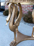 French Empire Cast Metal Gold Gilt Swans Table