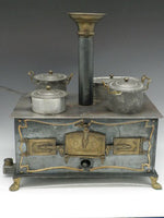 Antique German Toy Tin and Brass Stove